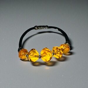 Elegant stunning big polished chunks of AMBER Velvet Bracelet magnetic closure